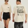 YOURTURN Rome Tee Unisex - T-Shirt Print - Mottled Light Brown -Selecteer Dameswinkels 07017d2cd401401ea70ed2bd25c35478