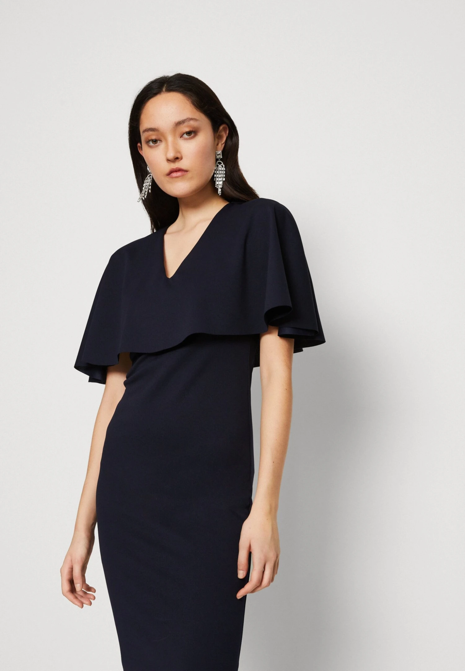 Wal G Ronny Cape Midi - Jerseyjurk - Navy Blue 6 Wal G Ronny Cape Midi - Jerseyjurk - Navy Blue - Afbeelding 4