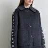 Sandro Oversize Double Face Coat With Eyelet - Halflange Jas - Gris Foncé -Selecteer Dameswinkels 597b611ff39a4df79c758b39758dae32