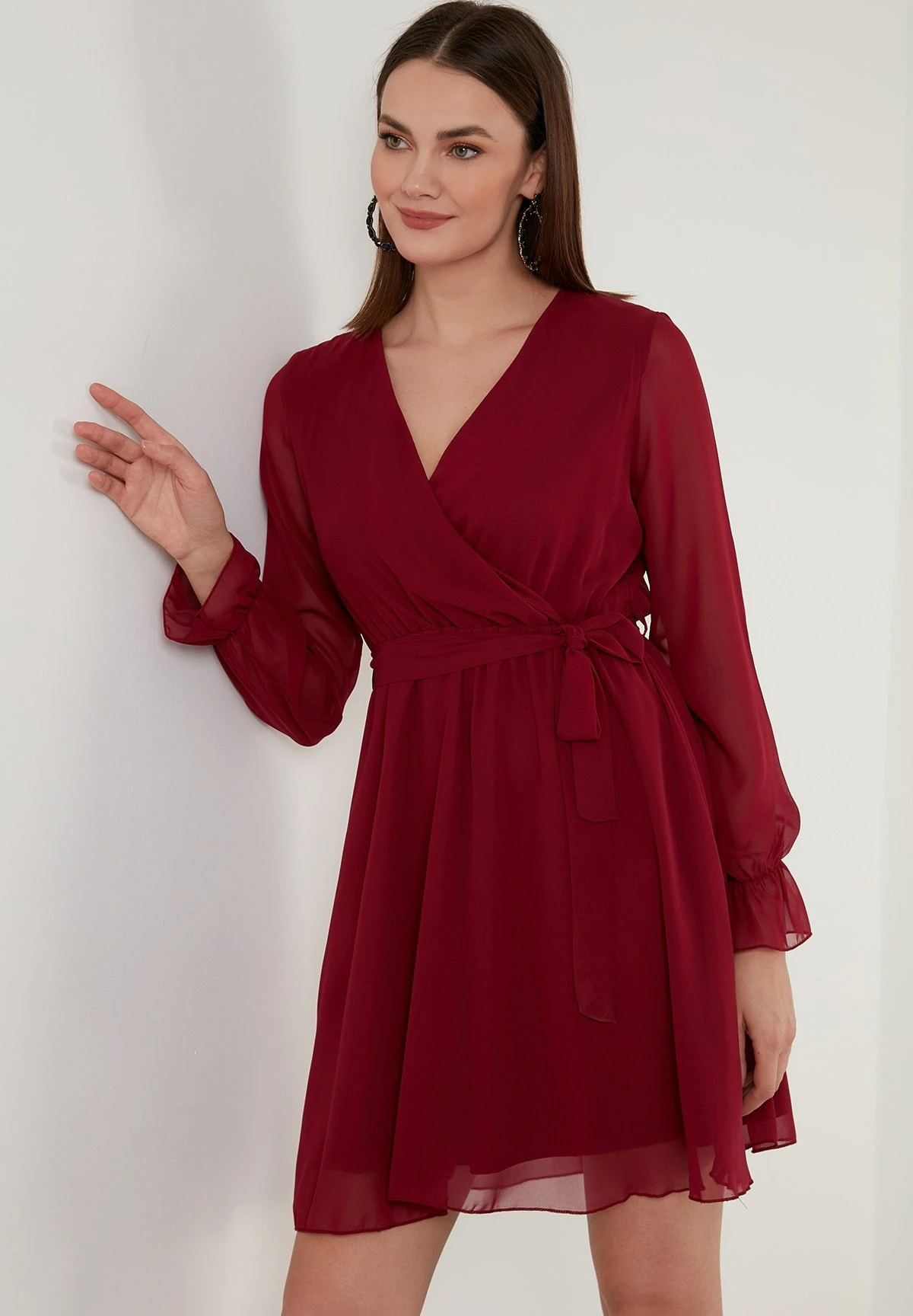 LELA Mini- Jurk - Bordeaux 3 LELA Mini- Jurk - Bordeaux